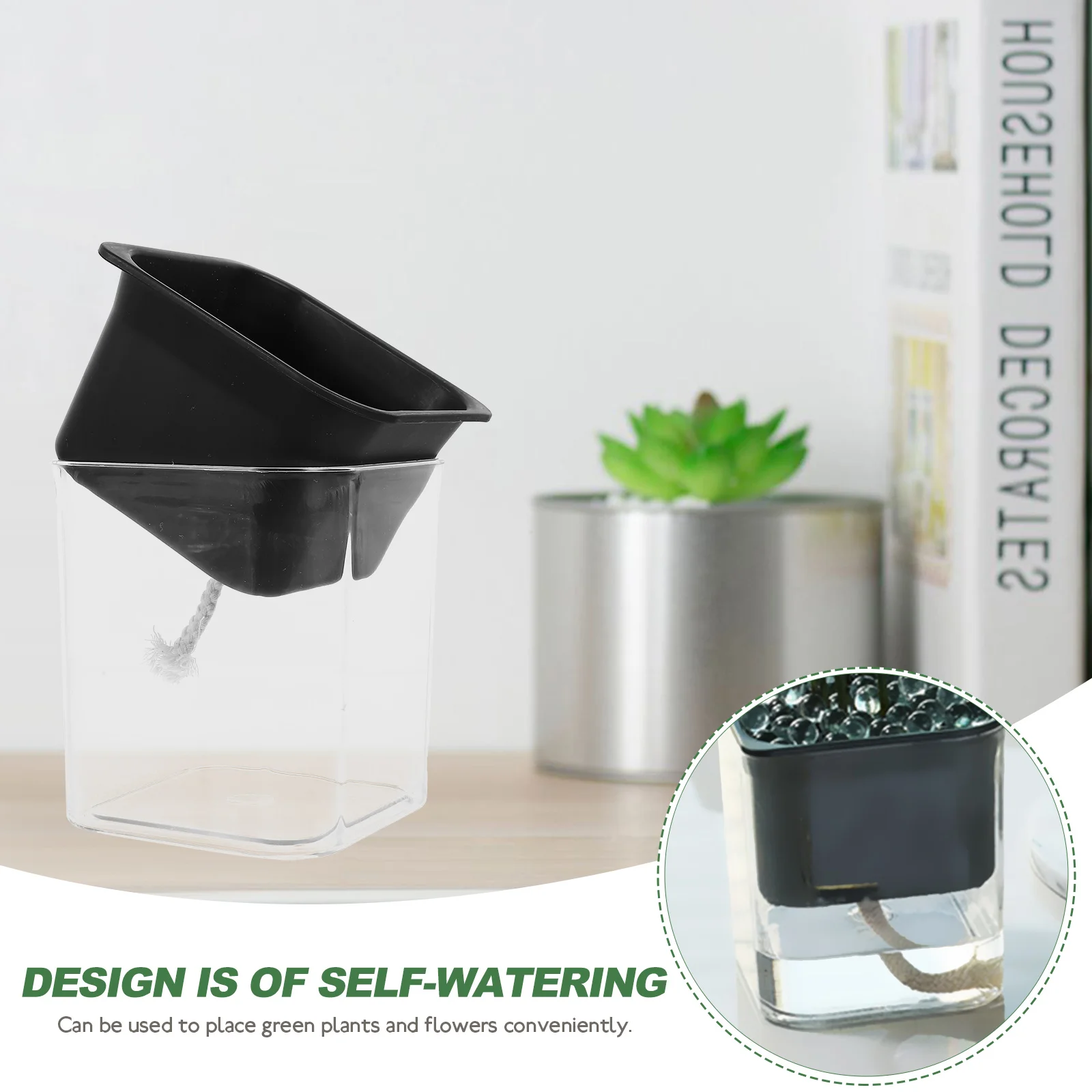 

Self Watering Flower Pot Black Transparent Automatic Watering Plant Container for Garden Hydroponics Planter Plastic Flowerpot