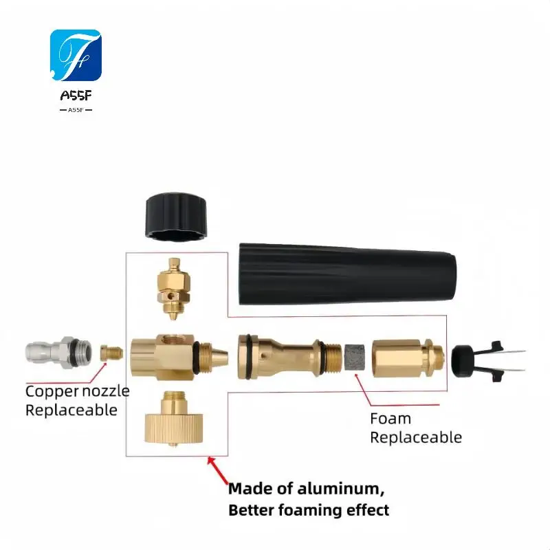 A55F-High Pressure Car Wash Gun With Foam Cannon And Nozzles - Multi-Functional Alloy Short Gun For Efficient Cleaning