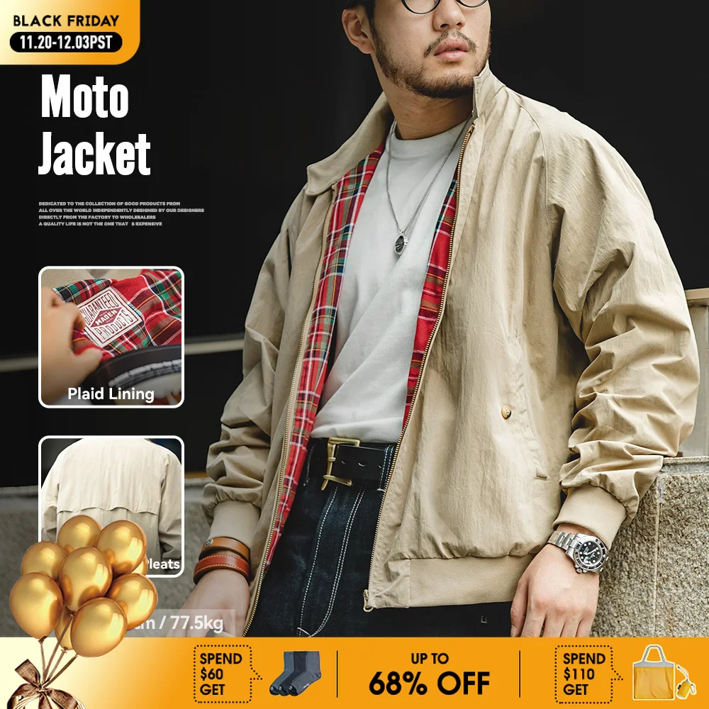 

Мужские винтажные куртки цвета хаки Maden, рабочая мотокуртка с воротником-стойкой в стиле ретро, повседневное осенне-зимнее пальто на молнии для верхней одежды унисекс