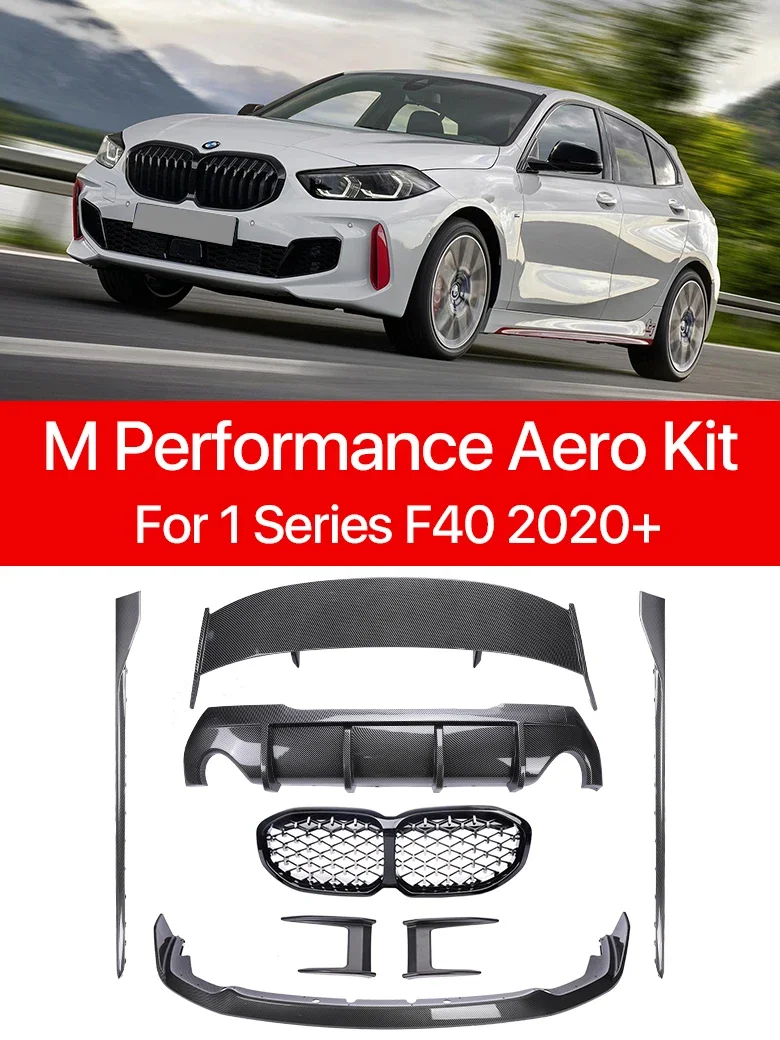 

Carbon Fiber M Sport Body Kit Front Lip Grill Rear Spoiler Diffuser M Tech MP Aerokit For BMW 1 Series F40 2019-2024 2020 2022