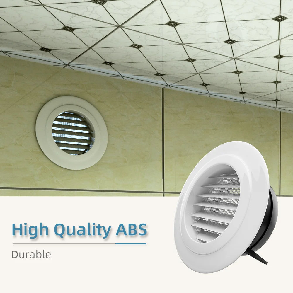 Adjustable Air Ventilation Cover Round Ducting Ceiling Wall Hole Abs Air Vent Grille Louver Kitchen Bath Air Outlet Fresh System