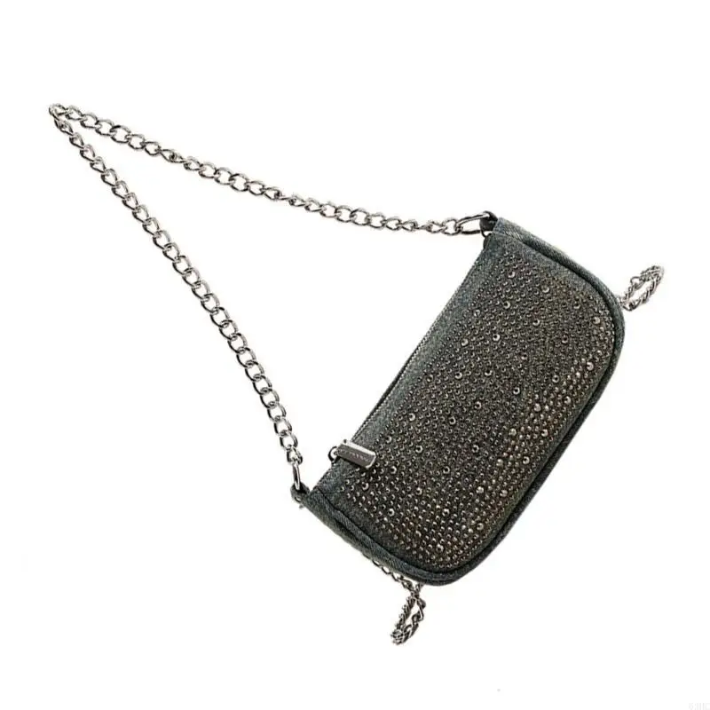 

63HC Fashionable Crossbody Bag with Rhinestones And Adjustable Chain Shoulder Purse