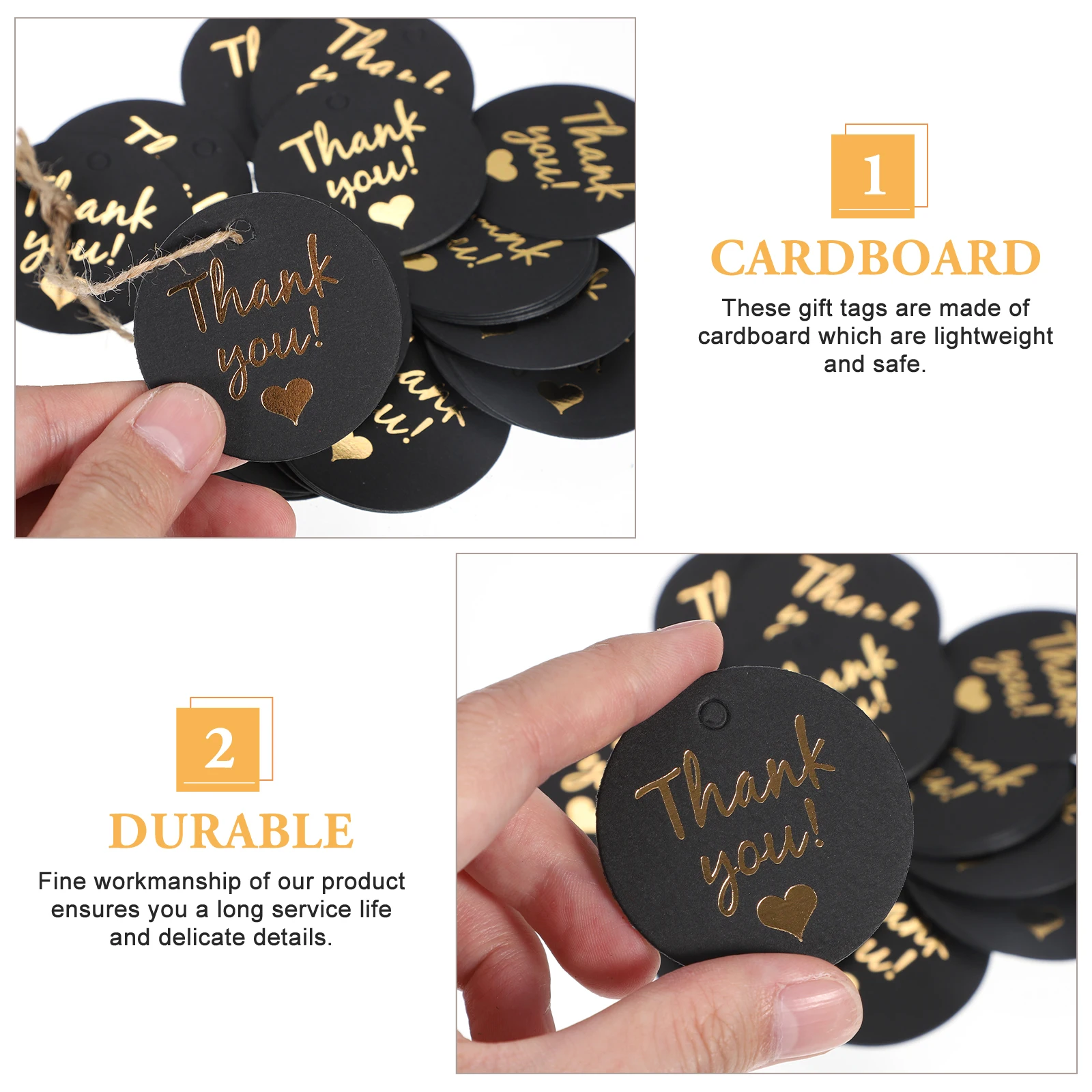 100 قطعة من ورق الذهب المستدير، علامات شكرًا لك، ملصقات هدايا لحفلات الزفاف وحفلات أعياد الميلاد، علامات صغيرة مزخرفة #1