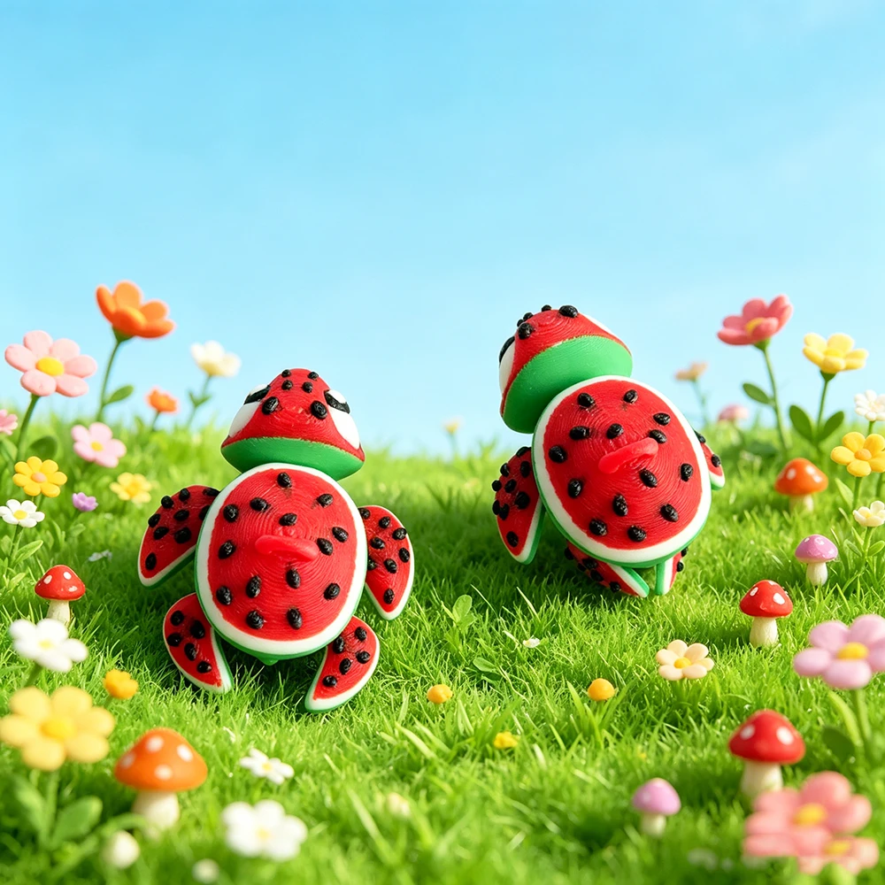 3d Printing Cute Watermelon Turtle Keychain Fantasy Theme Design, Mobile Backpack Pendant, Mobile Phone, Car, Etc