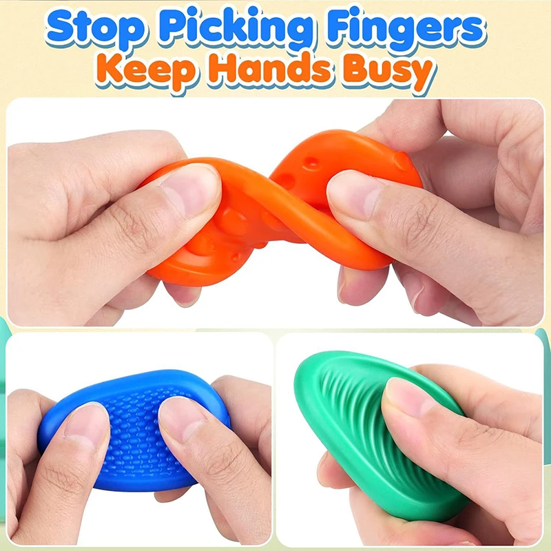 6 uds juguetes Fidget piedra sensorial texturizada piedra de preocupación suave autismo Fidgets silenciosos estrés necesidades especiales alivio de la ansiedad para regalo de niños