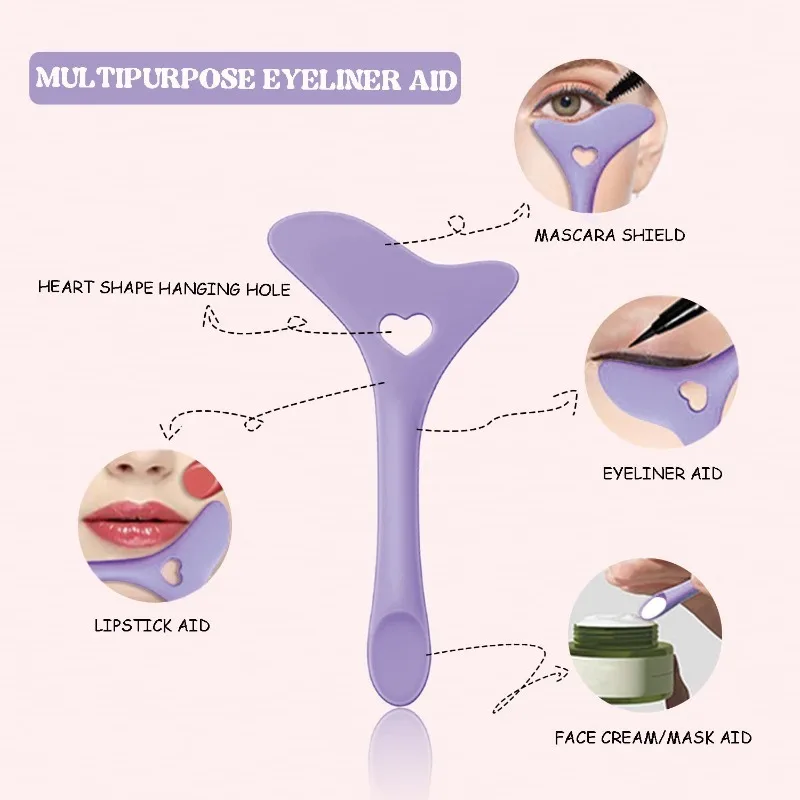 4Pc Reusable Silicone Eyeliner Aid Mascara Shield Eyeliner Eyelash Eyeshadow Lipstick Applicator Multifunctional Eye Makeup Tool view 3