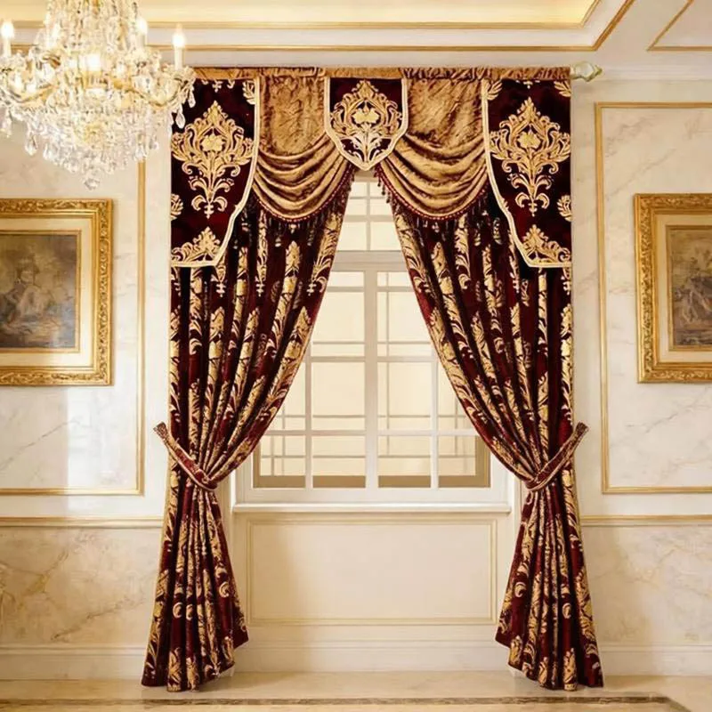 Mid Century Curtains Youth Bedroom Burgundy Full Set Door Screen Room Decor Cool Rod Pocket Luxury Red Valance Fairy Curtain
