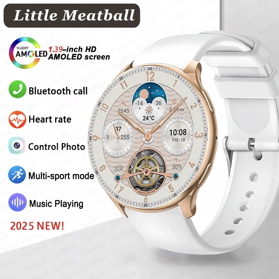 ساعة Little Meatball الذكية للسيدات شاشة لمس كاملة رياضية للياقة البدنية IP67 مقاومة للماء بلوتوث لساعة Android iOS الذكية