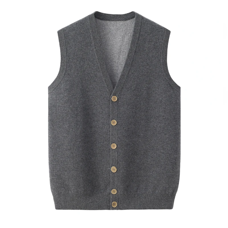 

Men Sweater Vest 100% Cashmere Winter Warm New Sweater Vest Thick Business Single Breasted V-Neck Computer Knitted