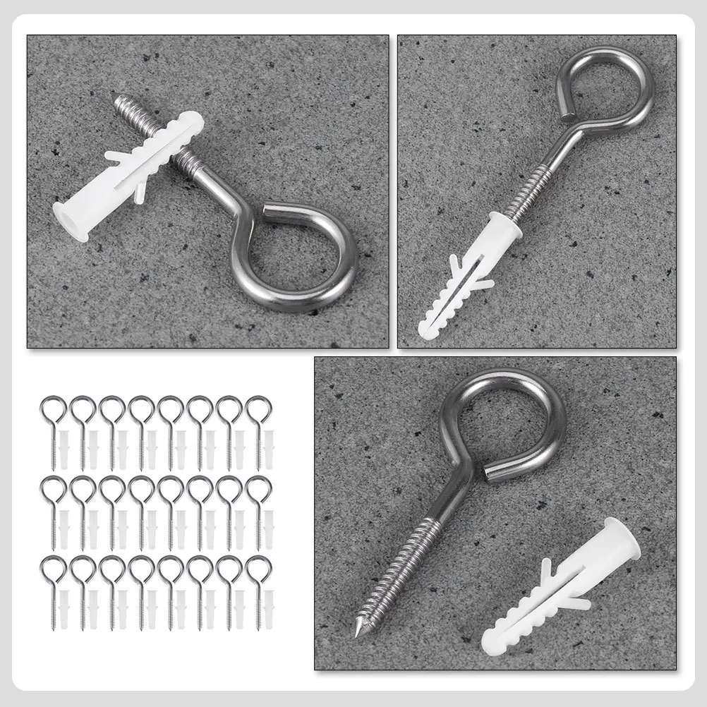 

1Set Stainless Steel Screw Hooks Heavy Duty Fixing Screws for Swing Hammock Yoga Indoor Outdoor Rope Hanging