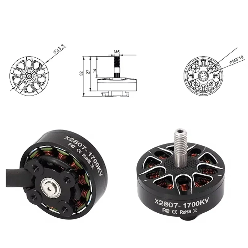 E-power X2807 2807 Motor 1300kv 4s 1500kv 1700kv 6s Brushless Motor for FPV Freestyle 7 Inch Long Distance LR7 Drone DIY Parts