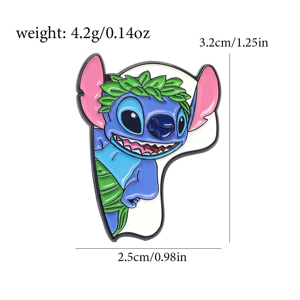 2Pcs Funny Cartoon Brooch Cute Stitch Creativity Enamel Pin Backpack Clothing Jewelry Metal Badge Accessories Decoration Gift image 5