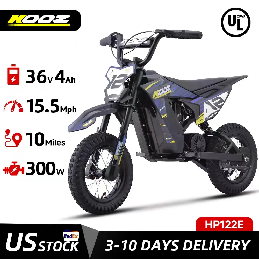 KOOZ HP122E دراجة ترابية كهربائية 300 واط محرك 36V4AH بطارية ليثيوم دراجة نارية كهربائية الفرامل الهيدروليكية 12 "الدهون الإطارات الثلوج E-الدراجة