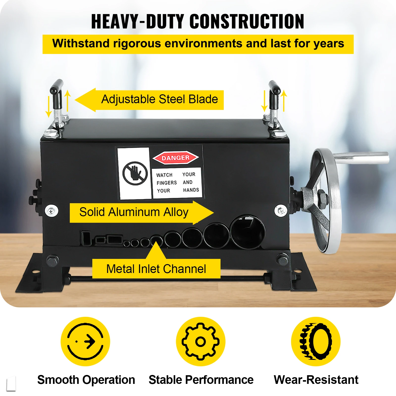 VEVR Máquina Peladora de Cables Manual 1,5 - 38 mm Máquina Pelacables Portátil 10 Cuchillas de Corte 11 Canales de Cortadores Máquina de Pelacables Industrial con Asa Ajustable Estructura Metálica