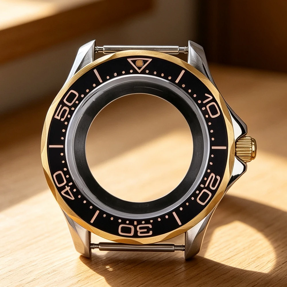 Luxury Silver Gold 41MM Watch Case Sapphire Glass For Mod Seamaster 300 NH34 NH35 NH36 NH38 Movt Stainless Steel Replacemet Part
