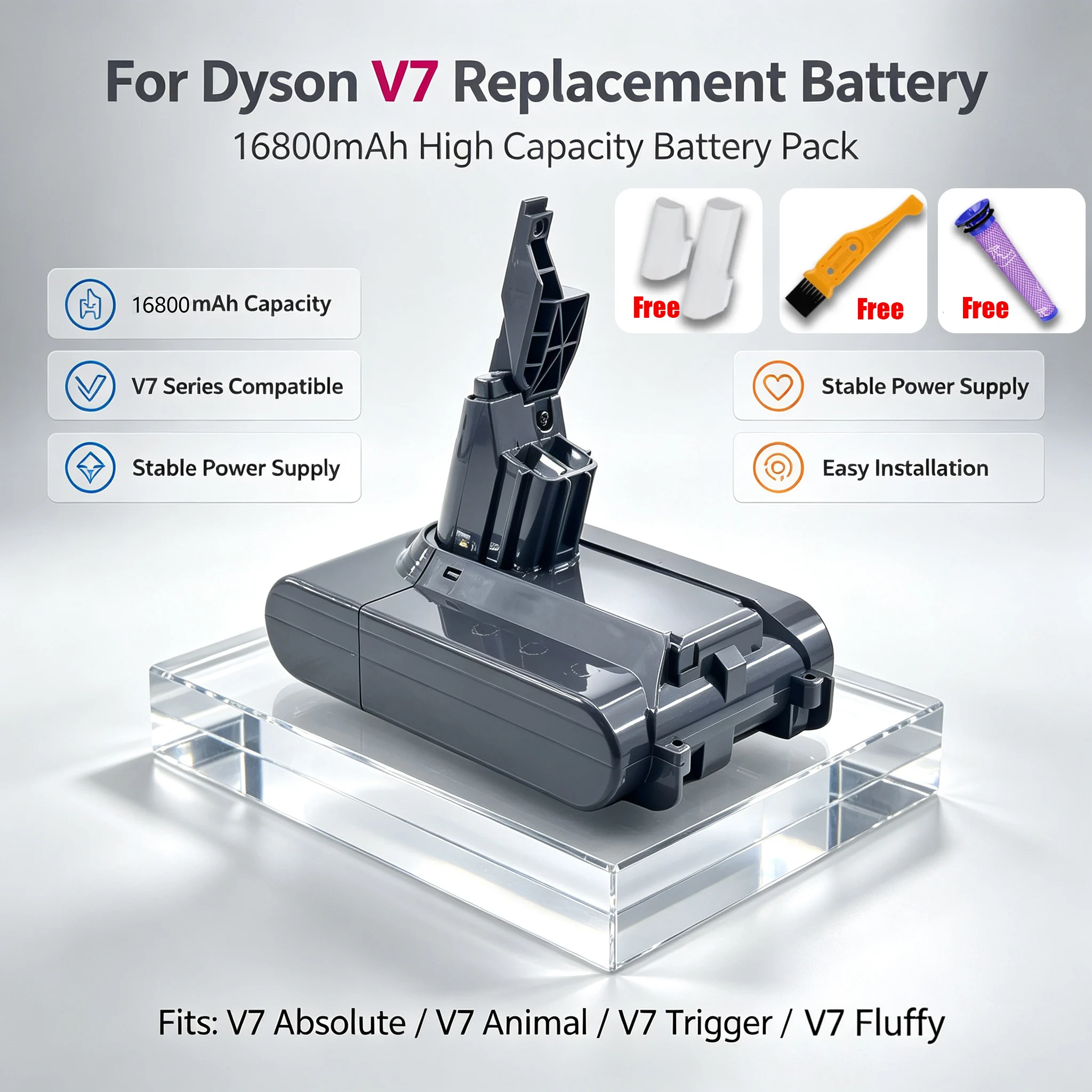 For Dyson V7 SV11 Battery 16800/28000mAh ,Replacement Handheld Vacuum Cleaner Battery,providing strong battery power