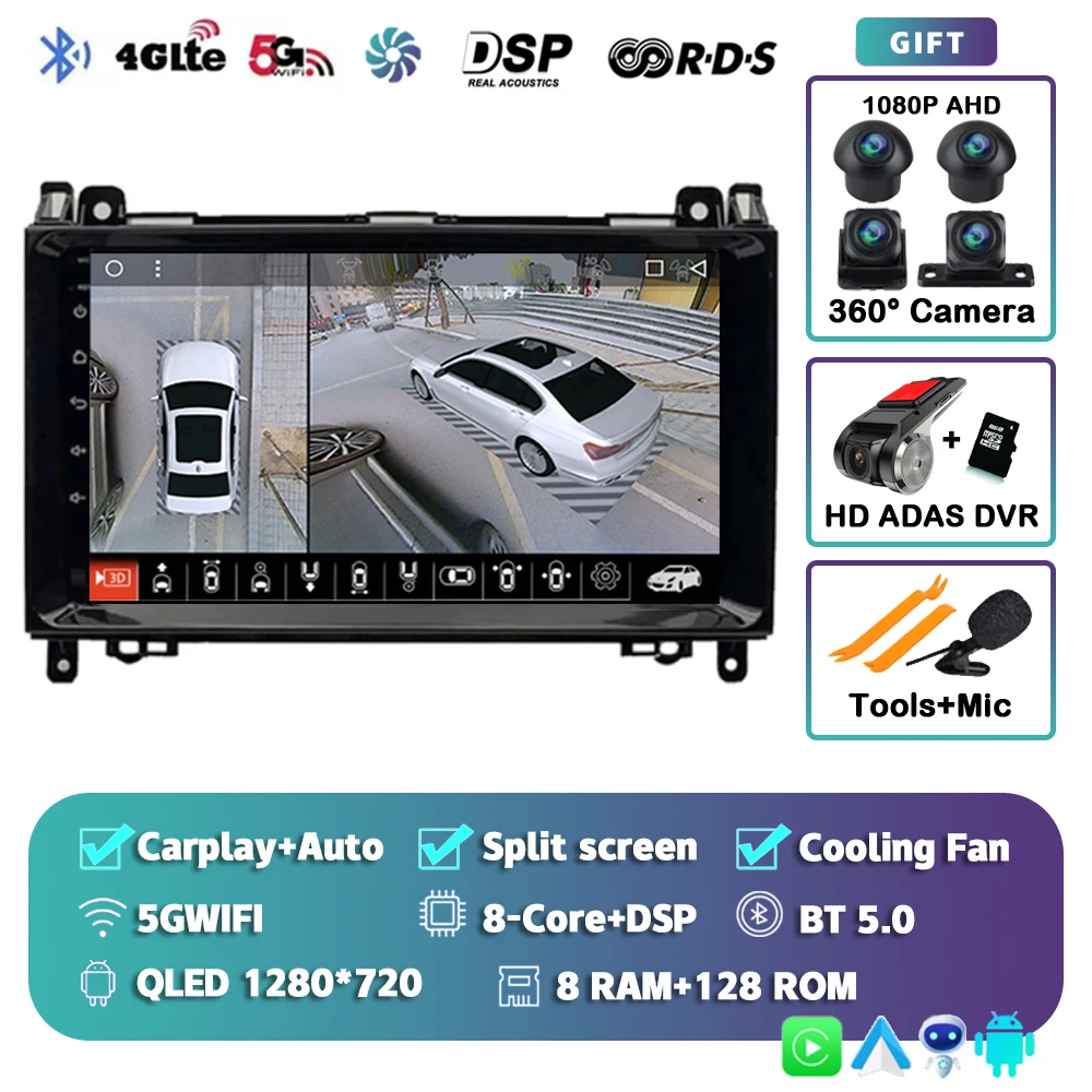 Android 15 Voor Benz Sprinter Volkswagen Crafter 2006-2016 2K QLED Android Autoradio Multimedia Video Player GPS stereo CarPlay - afbeelding 1