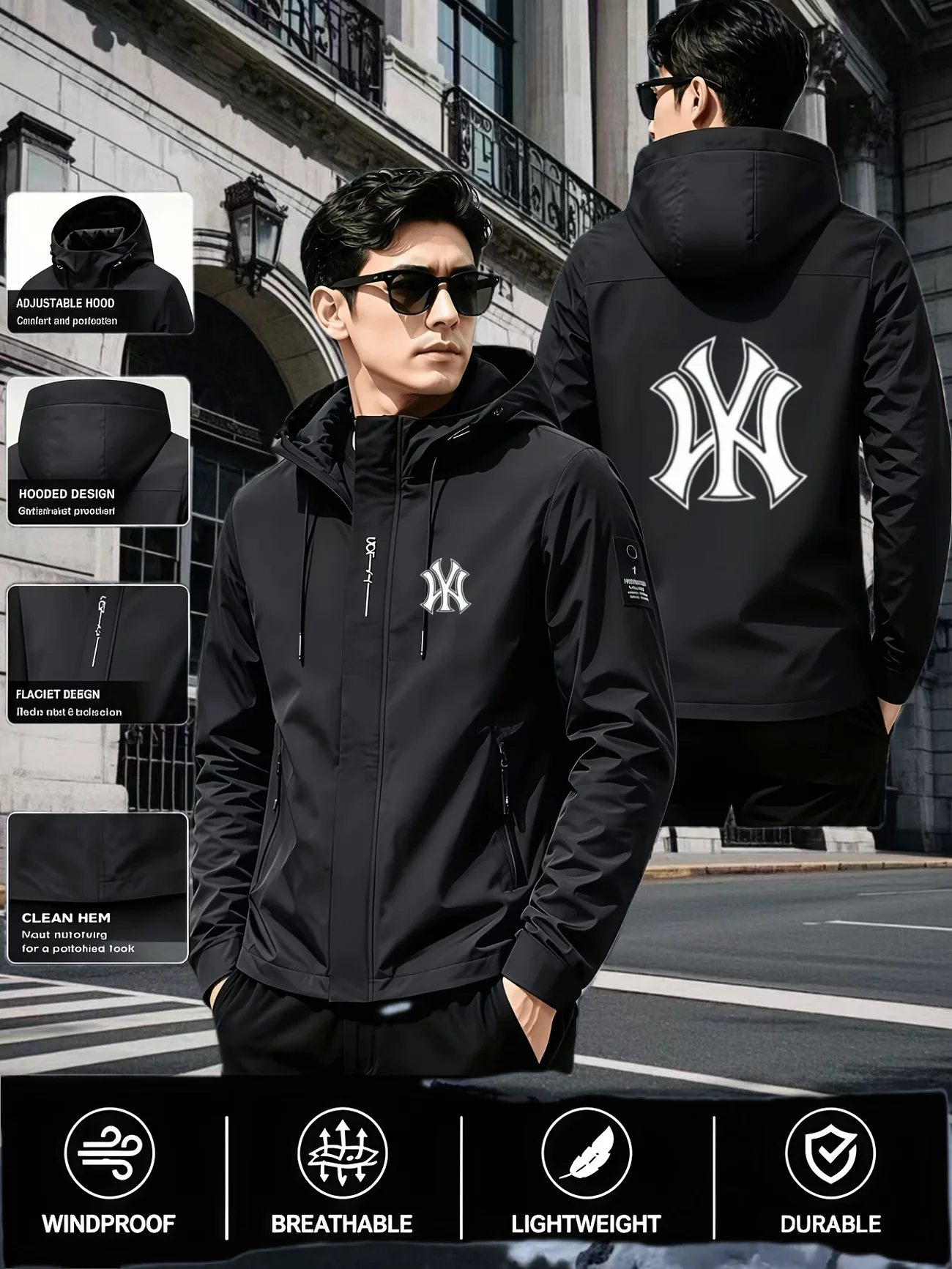 Spring Autumn best-selling lightweight outdoor sports brand letter printed zipper jacket daily comfortable commuting men's top