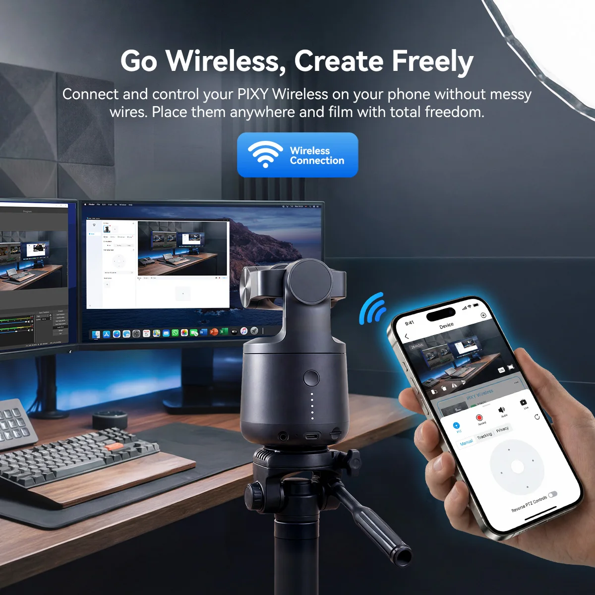 EMEET PIXY Bezprzewodowa Kamera Internetowa 4K z Podwójnym Obiektywem, Śledzeniem AI, PTZ, Sterowaniem Gestami, HDR, do Transmisji na Żywo na YouTube/Facebook — zdjęcie produktu 5