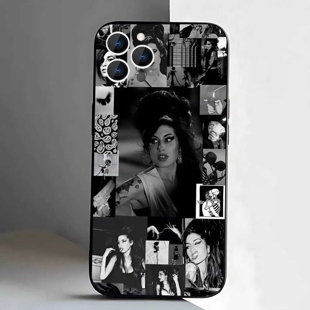 Custodia per telefono A-Amy Winehouse per iPhone 17,16,15,14,13,12,Pro,Max,Plus,E,SE4,Air,Mini Scatola morbida nera