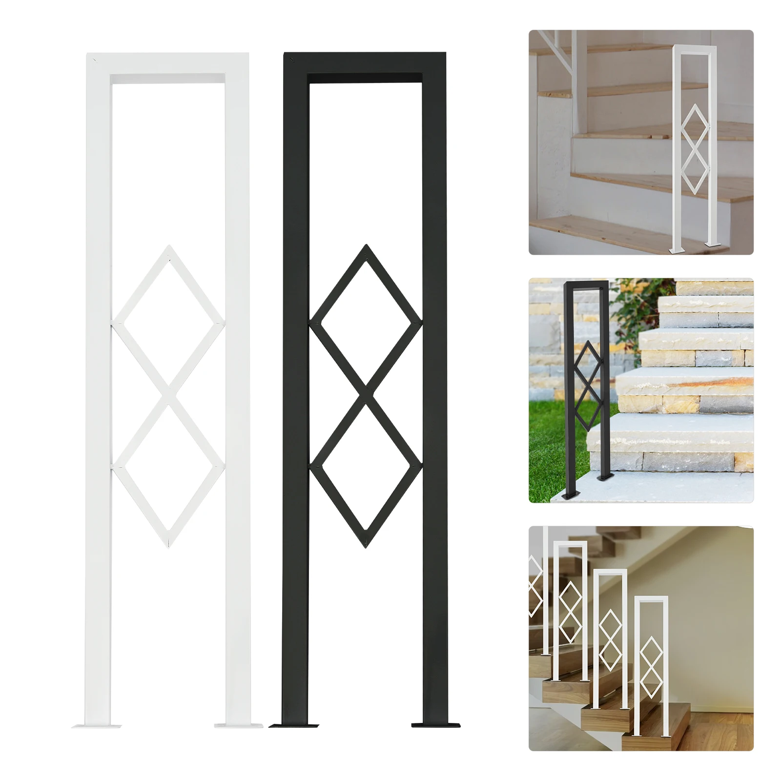 U-Shaped Stair Handrail, Stair Handrail, Stair Railing, Black/White Floor Mounted Guardrail, Safety Railing, 200kg Load Capacity