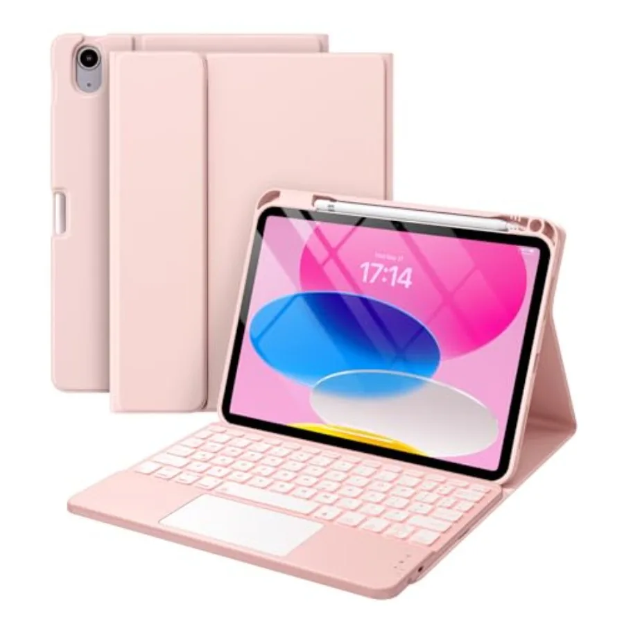 

Чехол-клавиатура Harvopu для iPad 11-го и 10-го поколений, светло-розовый, с держателем для Apple Pencil, многофункциональный