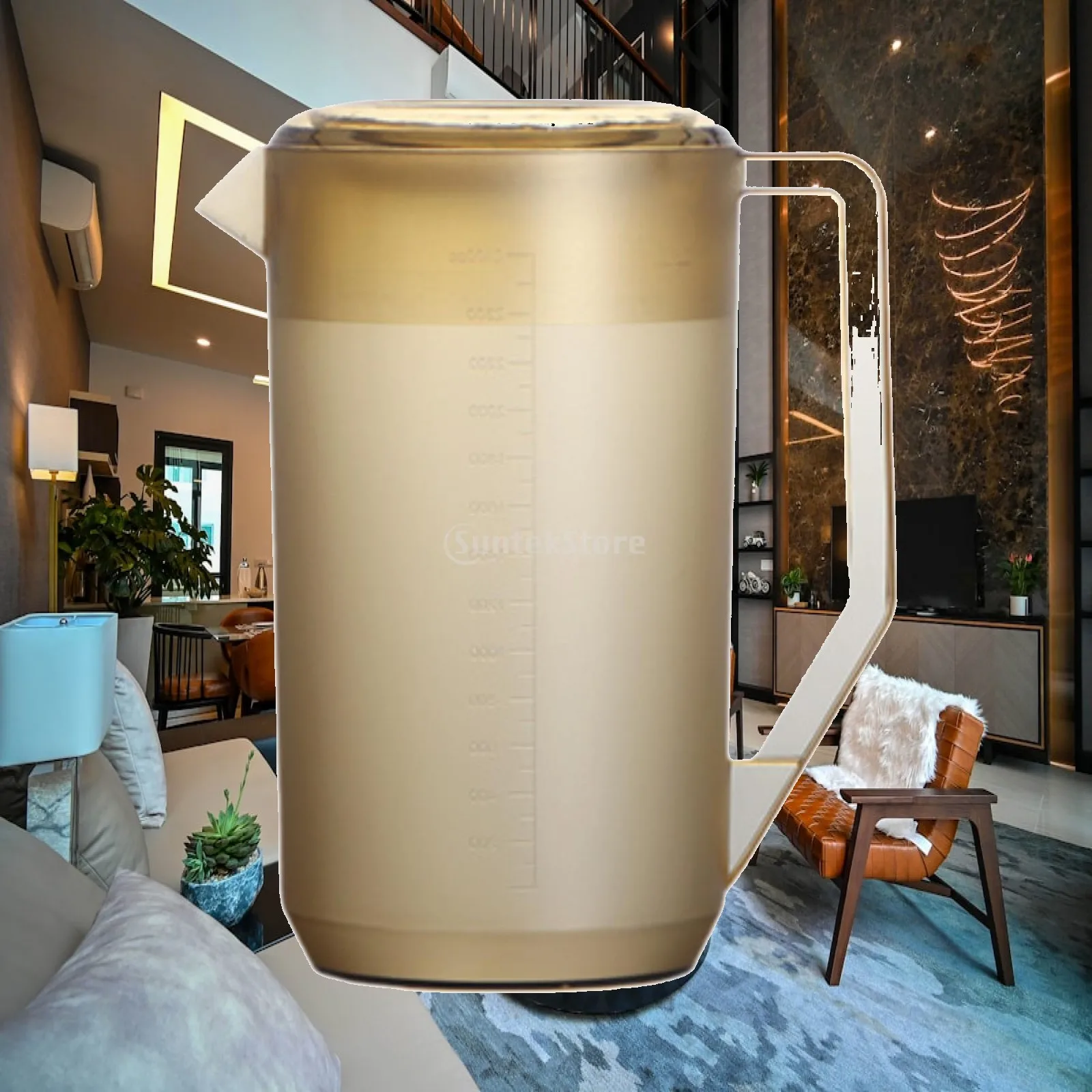 

Pitcher with Scale Beverage Jar Versatile with Lid and Handle Fridge Jug Juice Container for Household Kitchens Milk Iced Tea