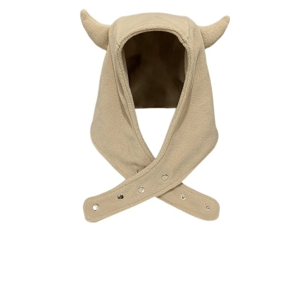 

Casual Ear Protection Demon Ear Hat Plush Solid Color Lei Feng Cap Harajuku Adjustable Winter Pullover Cap Daily