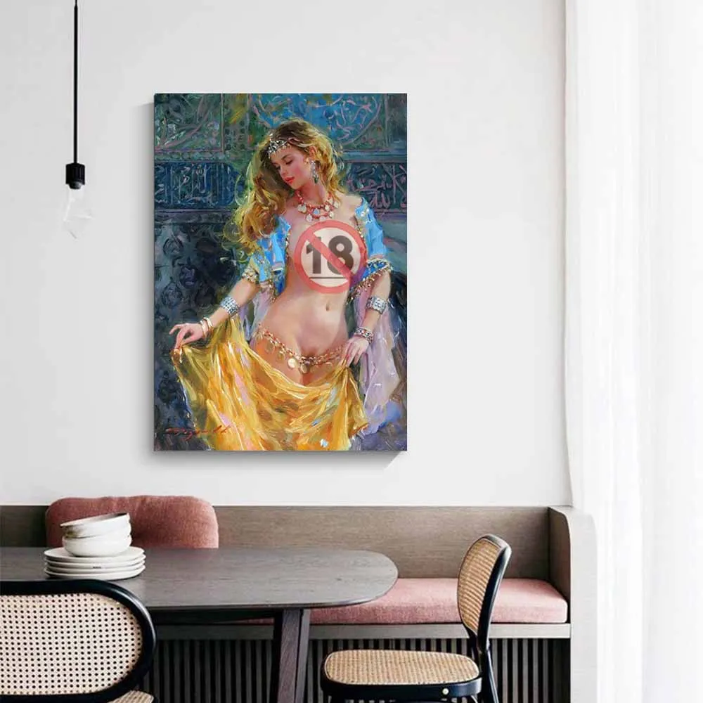 Citon Canvas Oil painting Konstantin Razumov《Sex Woman in tulle》Art Poster Picture Modern Wall decor Home Living room Decoration