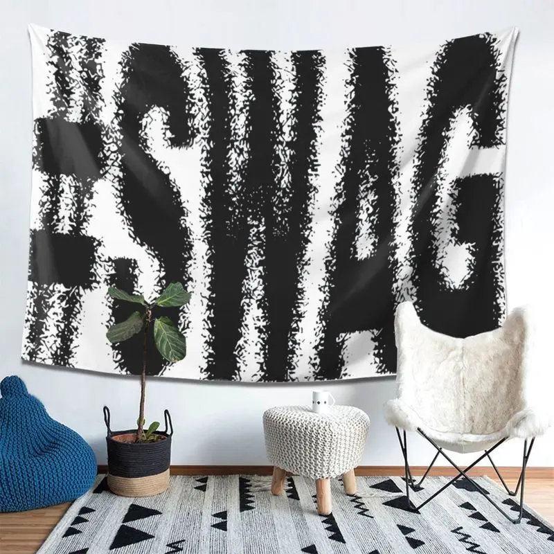 VIKAMA Wall Tapestry Black And White Vintage Swag Trendy Tapestry Street Hip-Hop Style Printed Print Tapestry Hanging Cloth