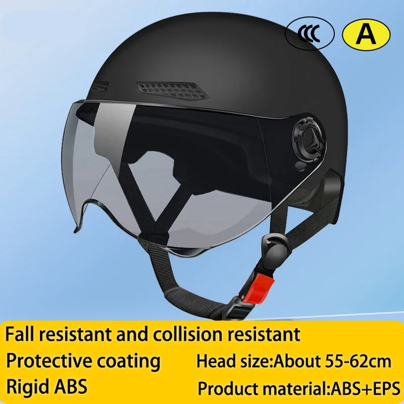 Safety Bicycle Helmet 3C Certified Men's andWomen's Adult Children Cartoon Electric Bicycle Motorcycle Half Helmet with Goggles