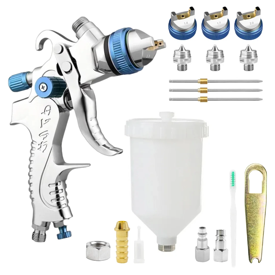 

1 Set HVLP Professional Spray Gun 1.4/1.7/2.0mm Nozzle 600cc Home Cordless Spray Machine Gravity Spray Gun Pneumatic Tool
