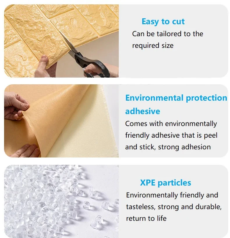 3D Schaum Ziegel Wand Panels Aufkleber Selbstklebende Wasserdichte Wohnzimmer Tapete Wand Aufkleber Home Decor Wandverkleidung TV Hintergrund – Detail 11