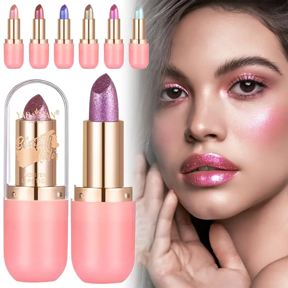 グリッターバーストきらめく口紅変色マットグロス口紅パールリップ防水シャインメイクアップセクシーグリッターダイヤモンド T0O8