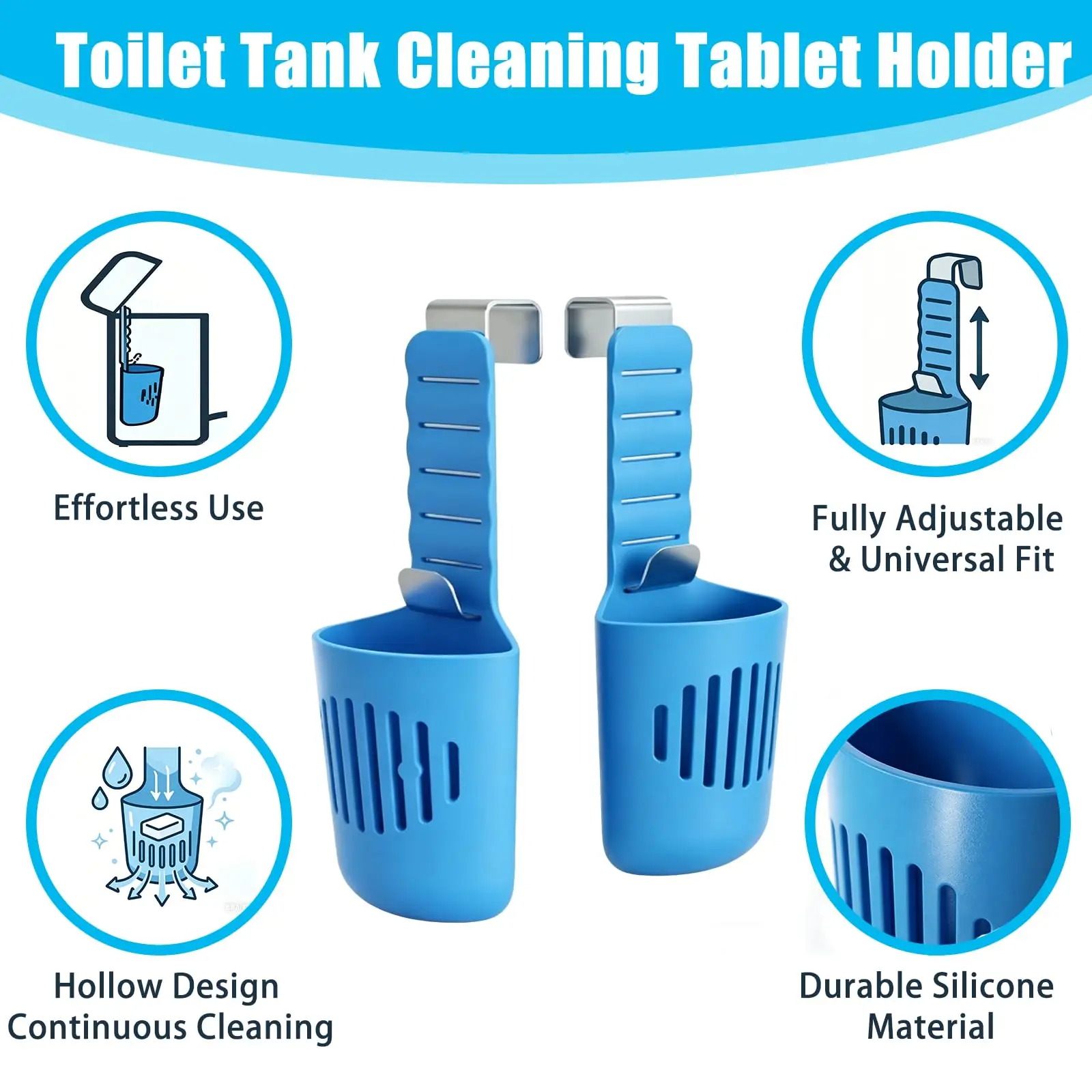 Silikon-Toilettentank-Tabletenhalter, vielseitiger Toilettenbecken-Hängereiniger und -Deodorant, Toilettenbecken-Reiniger-Pufferbox – Detail 4