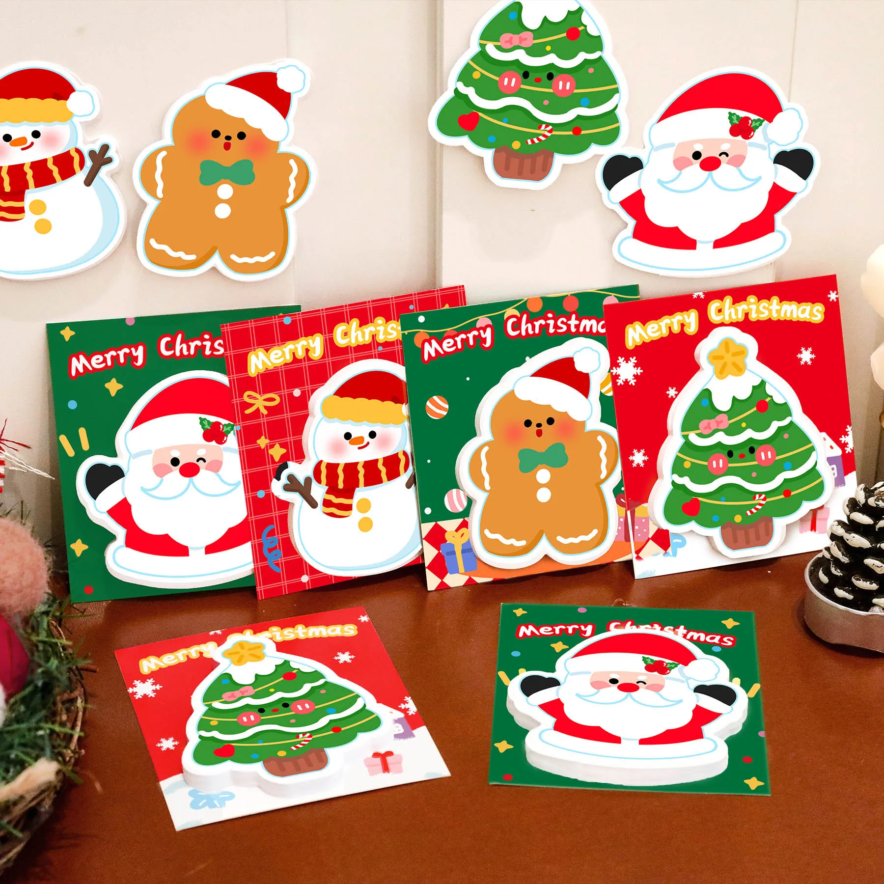 4pcs/lot Cartoon Special-shaped Christmas Gift Sticky Notes for Students Note Book Learning Stationery Reward Message Sticker