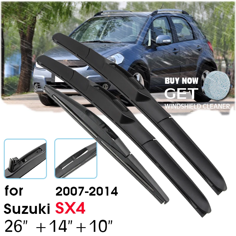 

BROSHOO Car Wiper Front & Rear Wiper Blades Set 26"+14"+10" For Suzuki SX4 2007-2014 Windscreen Front Rear Window