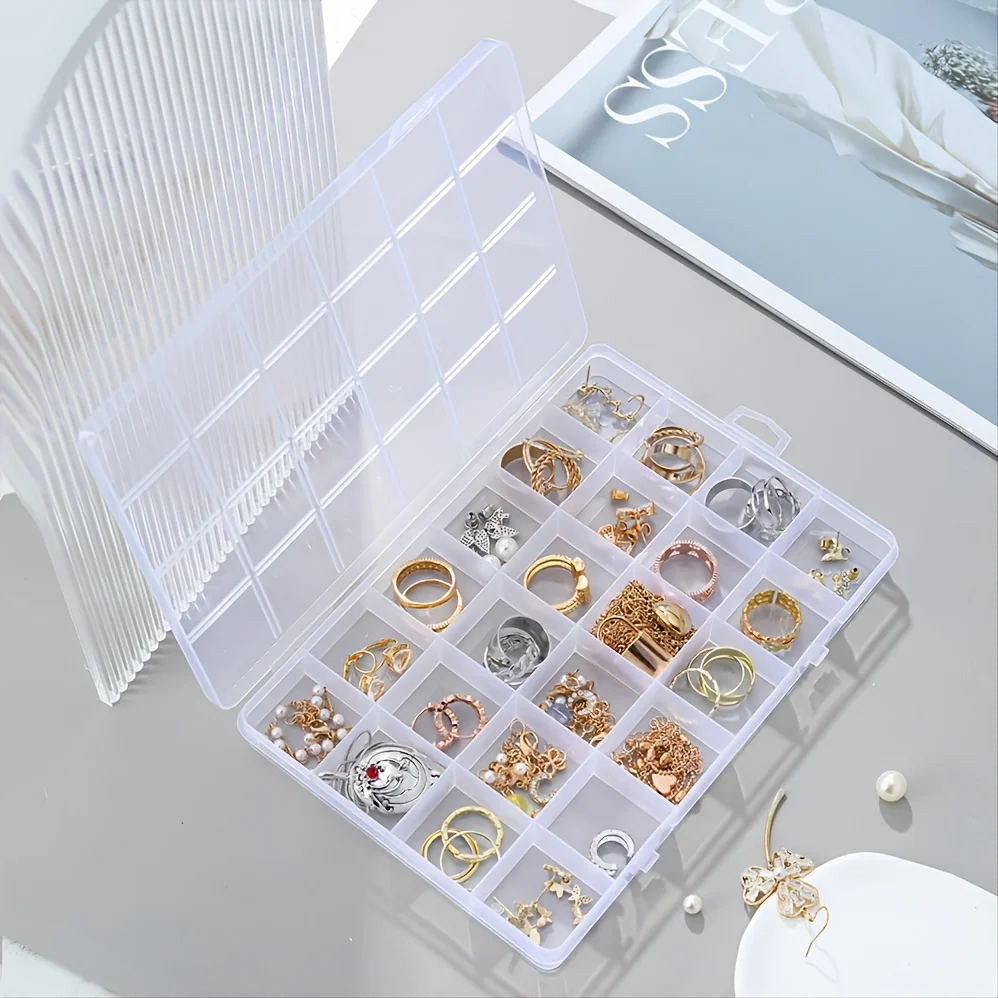 24 Grid Plastic Organizer Jewelry Storage Box Container Transparent Shape Art DIY Crafts Jewelry Fishing Tackles Wholesale