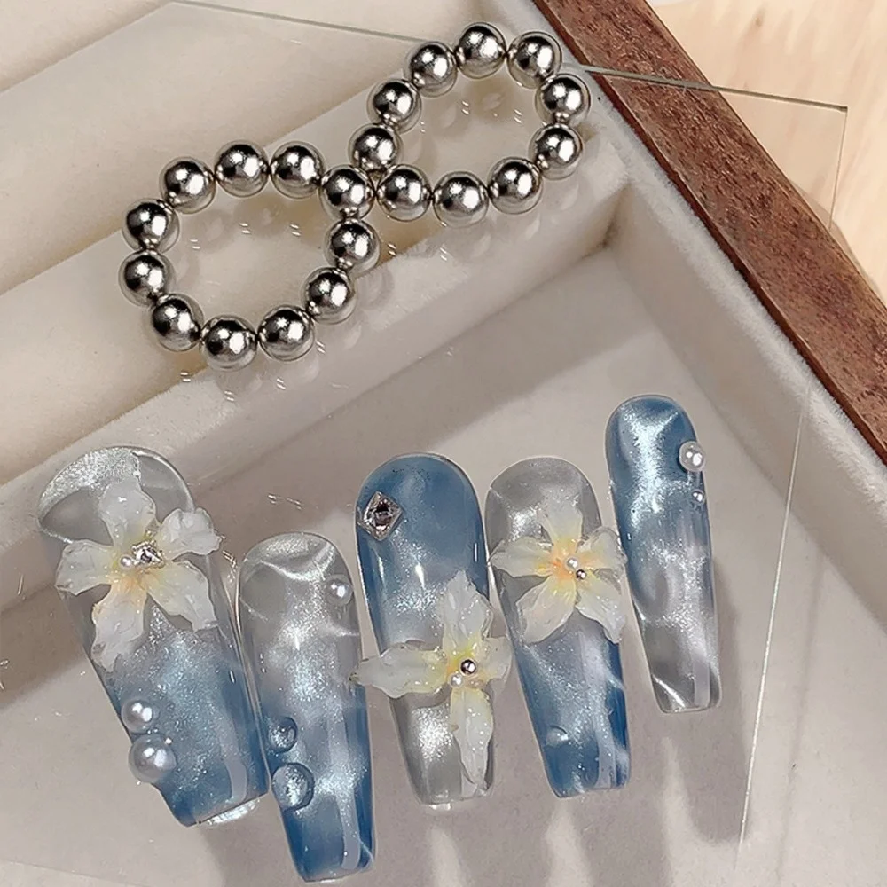 20개입 물결무늬 캣아이 마그네틱 젤 비즈 다기능 네일아트 꽃 조각 캣마그넷 DIY 네일아트 디자인 도구