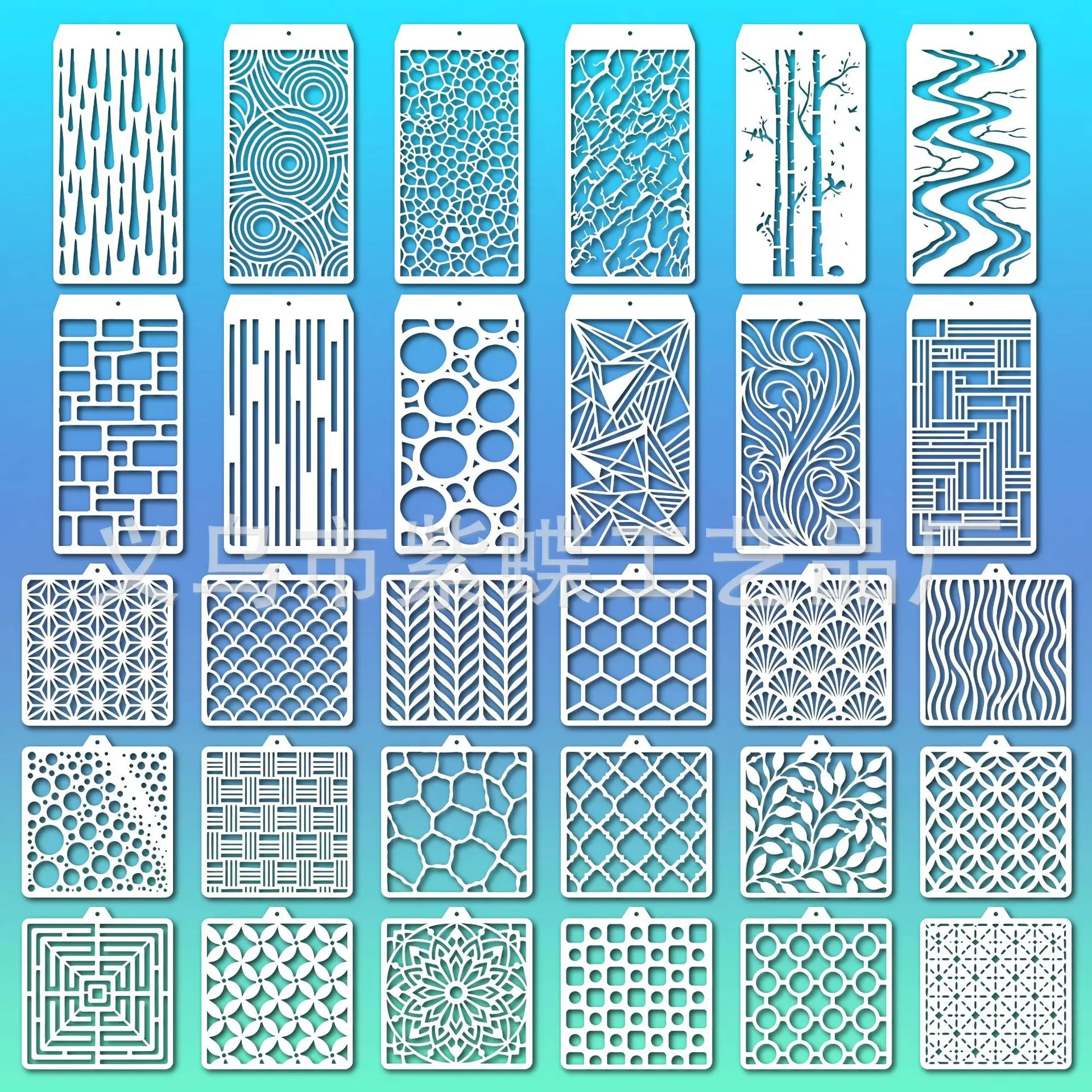 56Pcs Modern Geometric Art Texture Hollow Stencil Set for Painting, DIY Spray Painting Templates for Card Making and Decoration