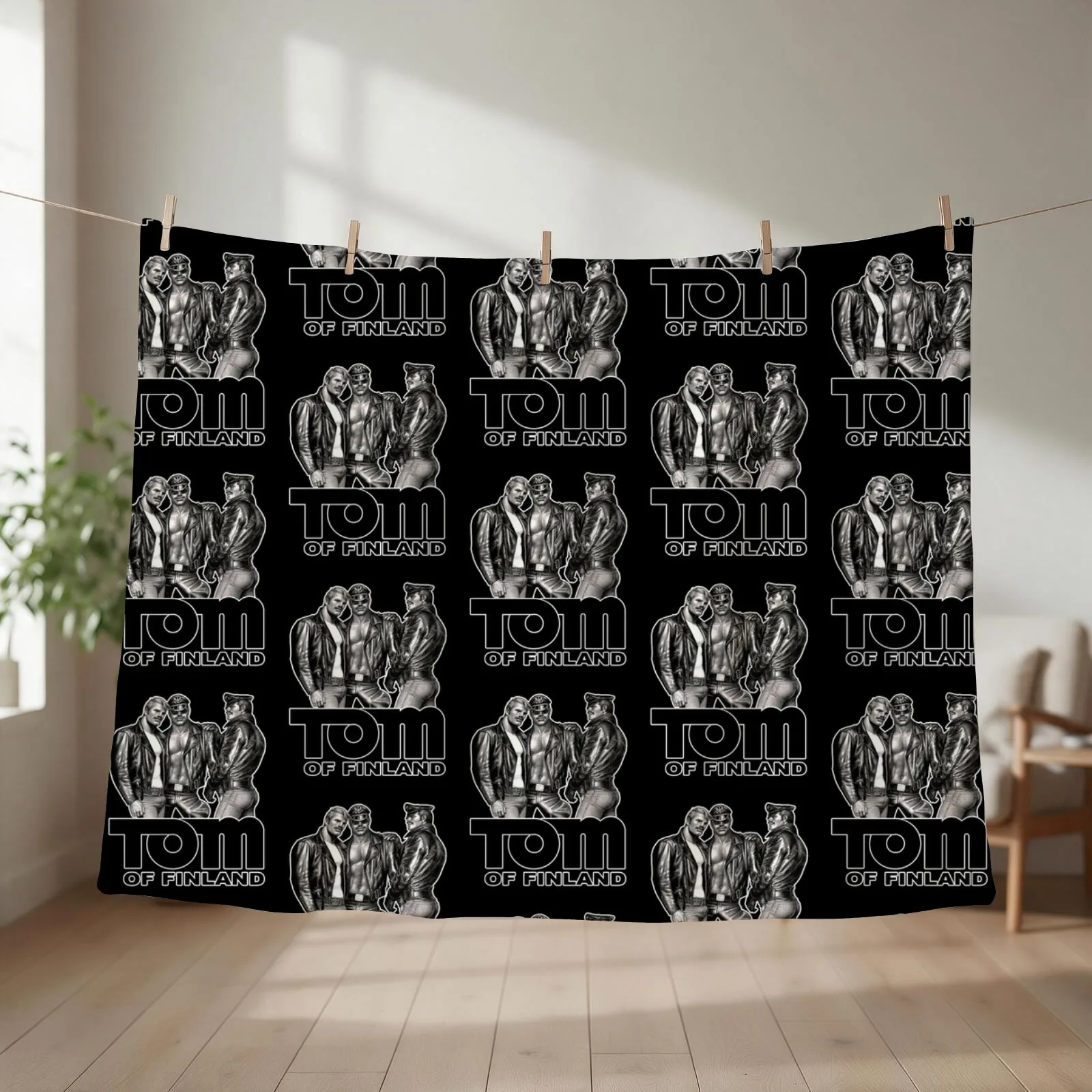 TOM OF FINLAND - KINK (BLACK) Throw Blanket couch cozy soft plush fuzzy picnic outdoor blanket