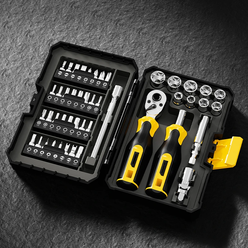Ratchet Wrench Set with Box Multi-function Carbon Steel Wrench Set Heat Resistant Ratchet Wrench for Car Repair