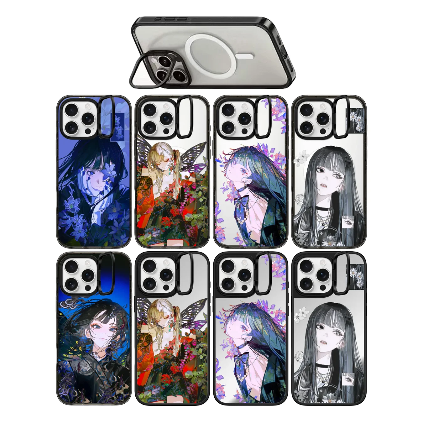 

Anime Girl Illustration Camera Ring Stand Acrylic / Mirror Magnetic Cover for IPhone 14 15 16 17 Pro Max Case for IPhone 17Pro