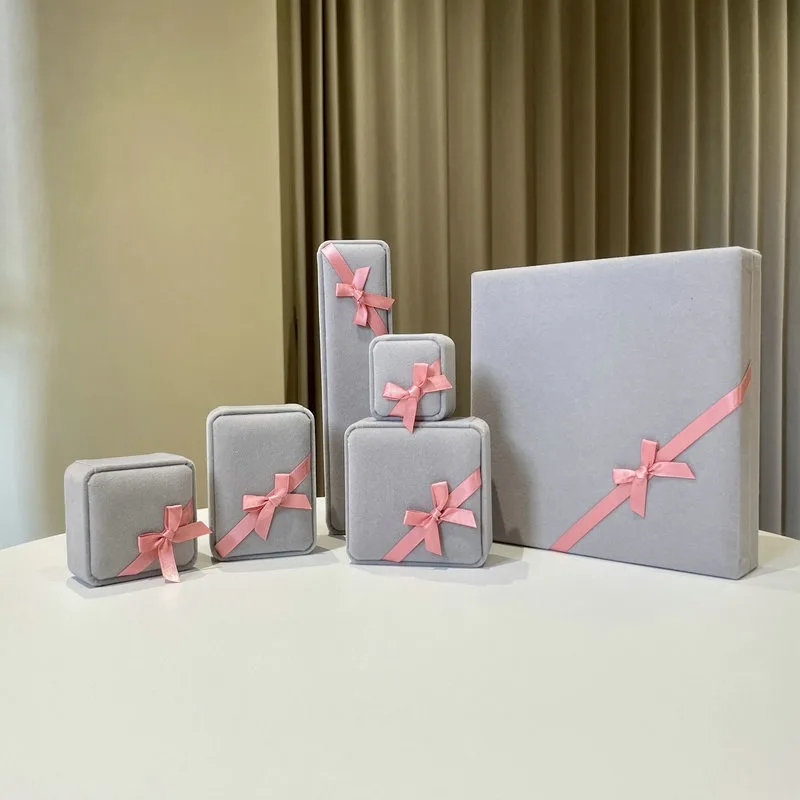 

1/6 шт./компл. плюшевая коробка для хранения ювелирных изделий с бантиком - для хранения завязок, колец и браслетов