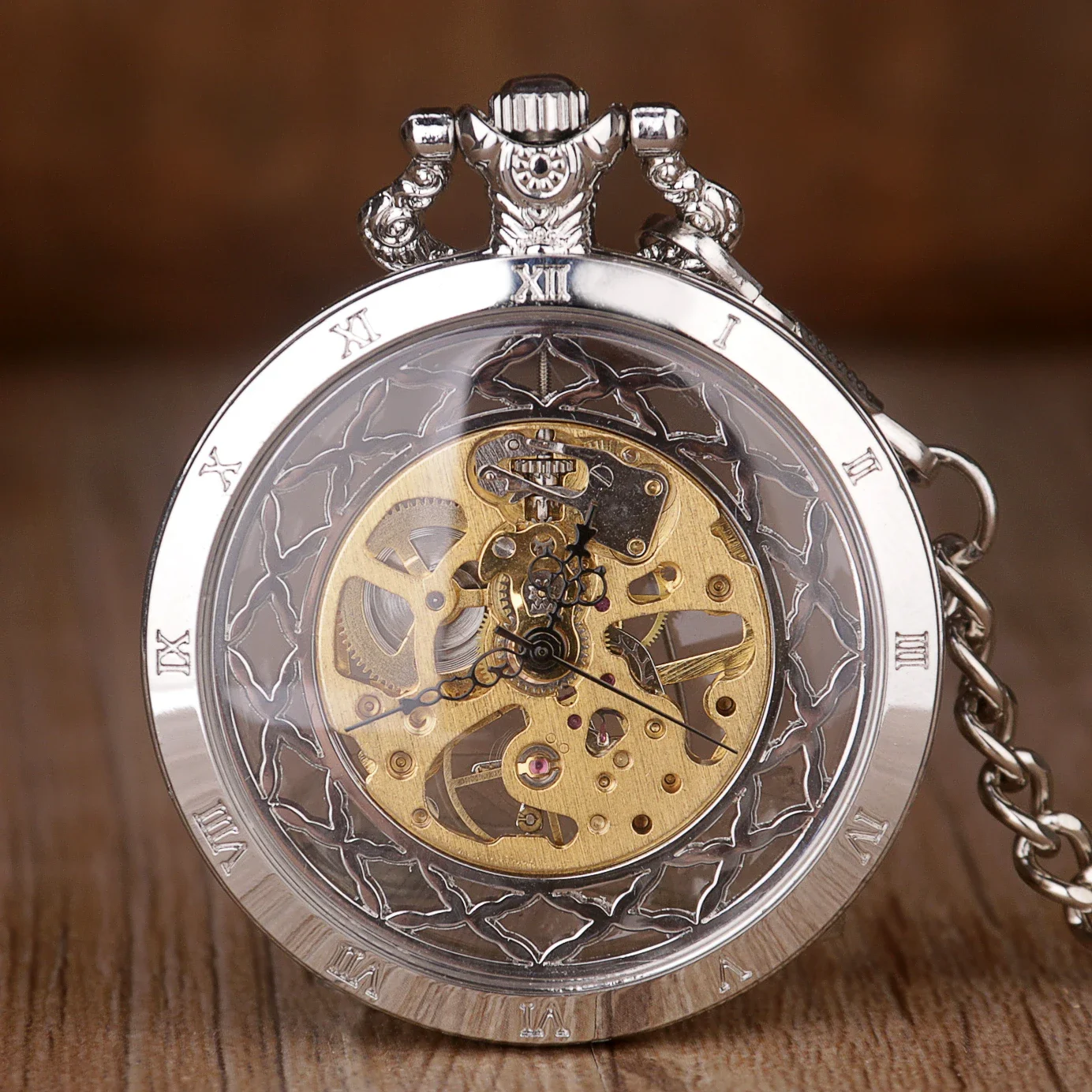 Capless Mechanical Pocket Watch Antique Retro Steampunk Chain Pendant Clock Watches Gift reloj de bolsillo