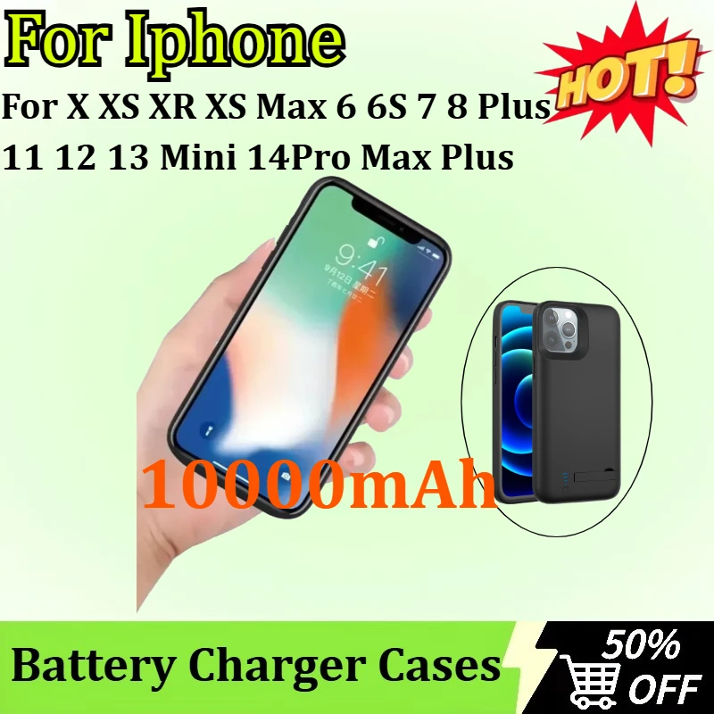 

10000mAh Battery Charger Case for Iphone X XS XR XS Max 6 6S 7 8 Plus 11 12 13 Mini 14Pro Max Plus Battery Case Power Bank