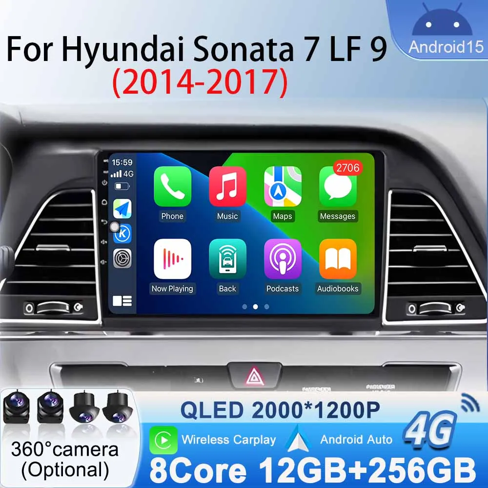 For Hyundai Sonata 7 LF 9 2014 2015 2016 2017 WiFi Android15 Multimedia Player Car Stereo Radio Navigation GPS Bluetooth No 2din