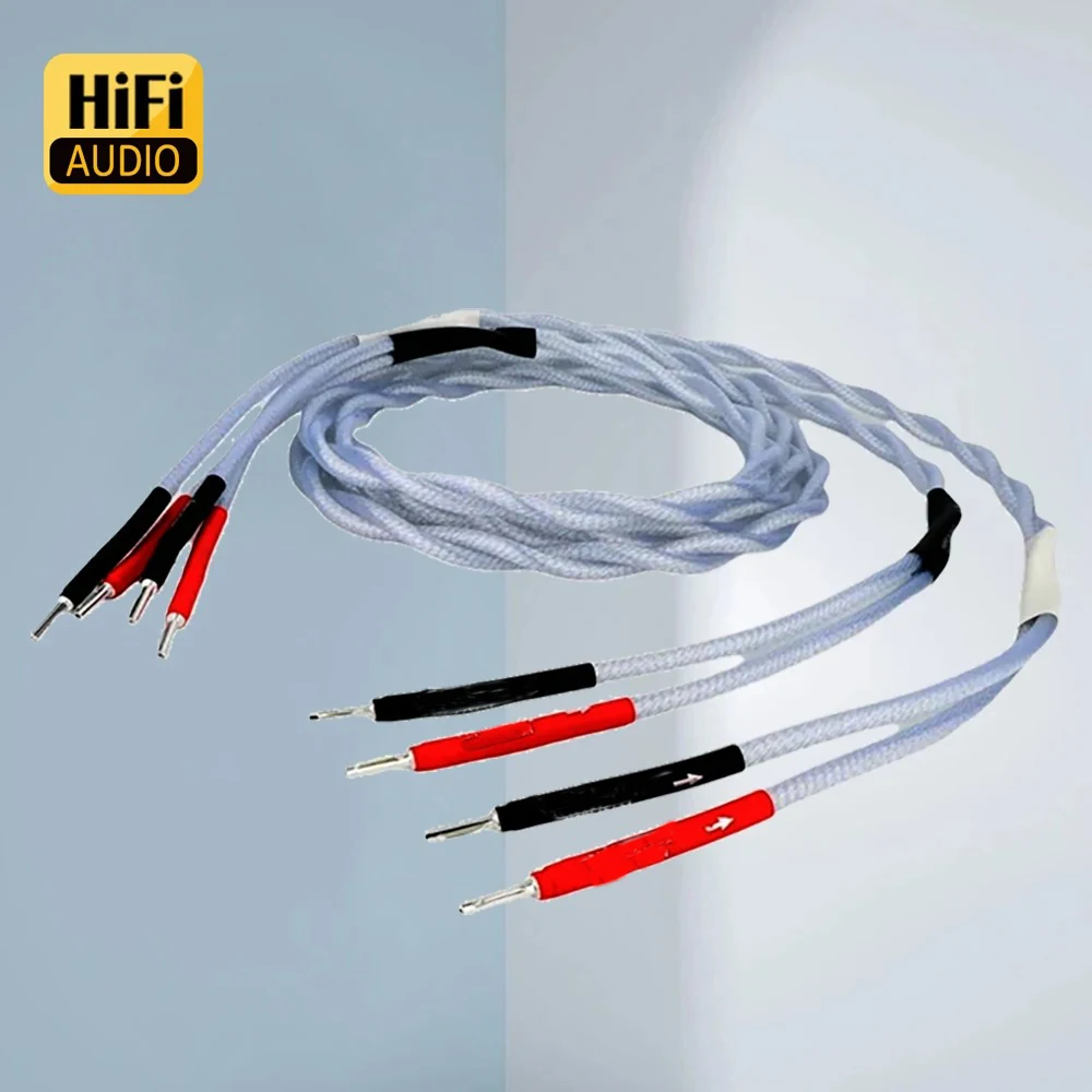 

Pair speaker cable loudspeaker wire with OCC Silver plated Line banana plug For HiFi System Amplifier Cable