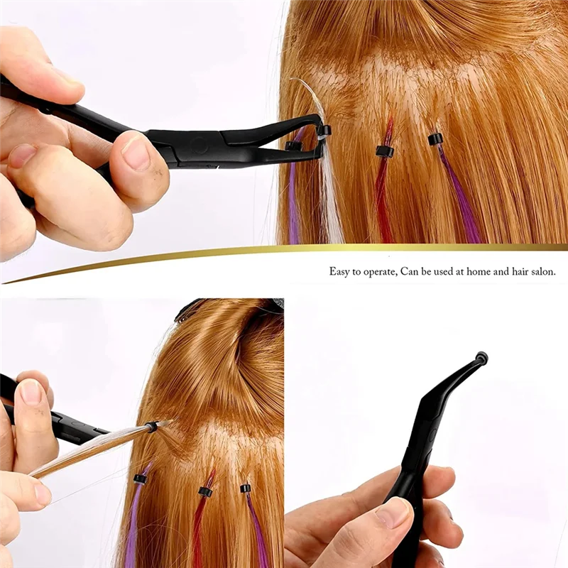 Tang Ekstensi Rambut Baja Tahan Karat Alat Ekstensi Rambut Tang Penghilang Manik Microlink untuk Rambut