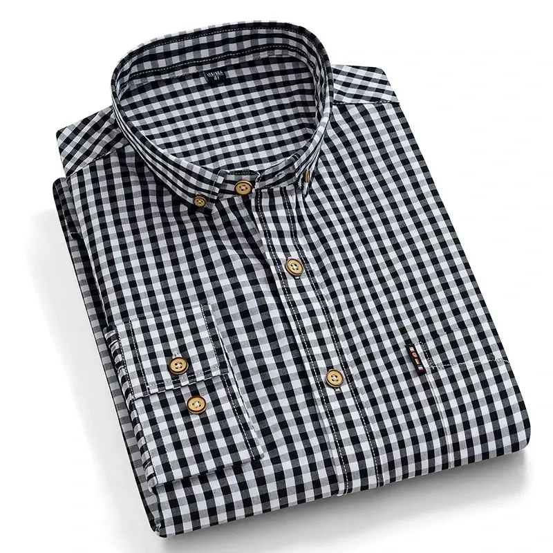 New In Shirt 100%Cotton Fashion Long Sleeve Shirts for Man Slim Fit Formal Plian Shirt Soft Casual Office Designer Plaid Clothes - Image 10